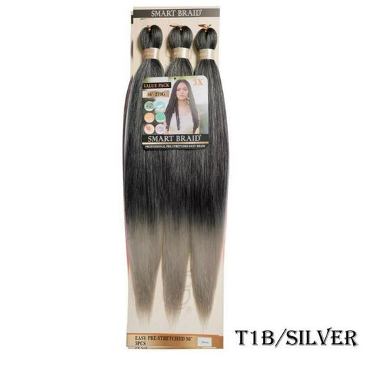 Smart Braids 28 Inch, Pack of 3 - Colour T1B-Silver
