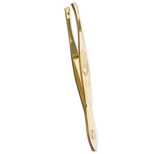 Tweezers, gold plated, Slanted