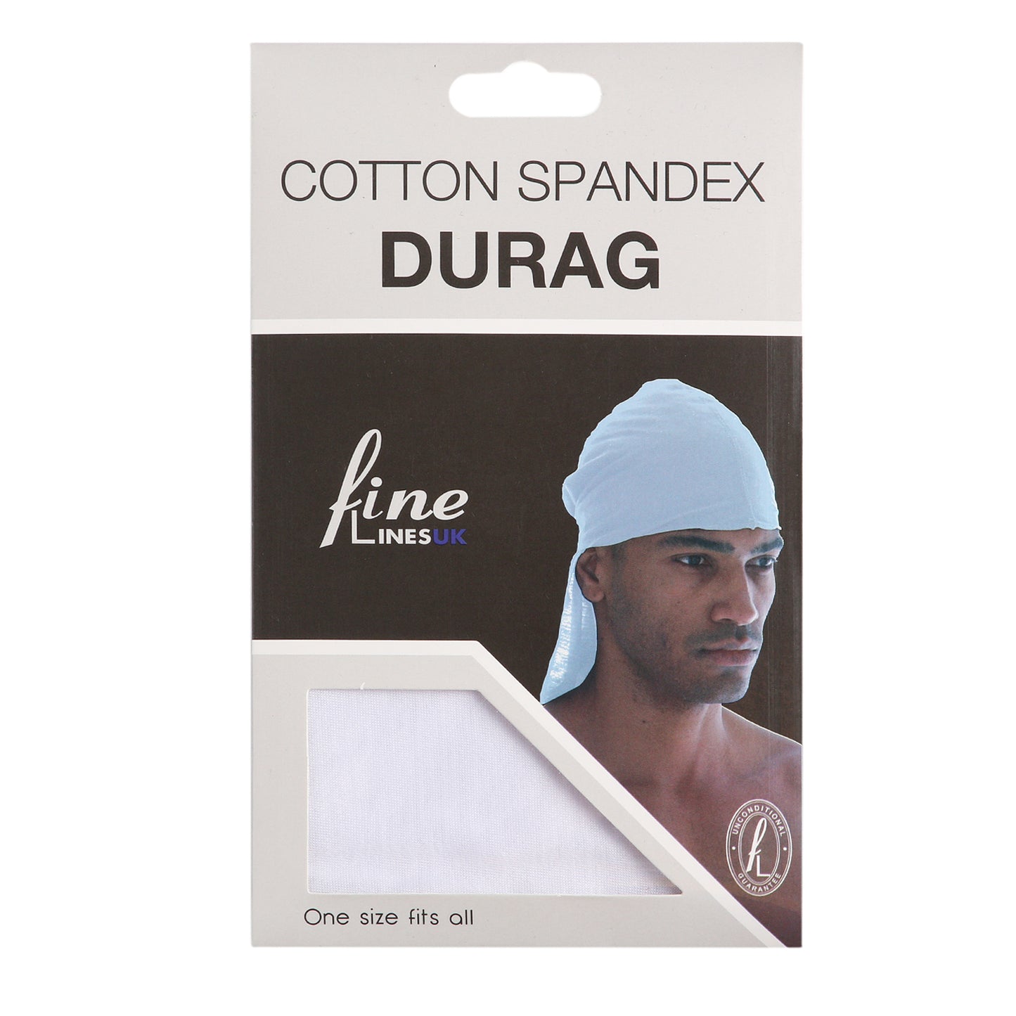 Experience comfort and style with our Cotton Spandex Durag. Made from breathable materials, this durag provides a secure fit and is perfect for maintaining waves or curls.