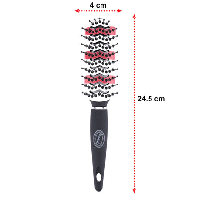 Discover our innovative 7 Pin Hairbrush, featuring thermochromic technology that changes color to prevent heat damage. With volume-creating air vents, a ceramic base, and zig-zag positioned pins for gentle detangling, this brush is ideal for styling short to medium hair and managing frizz on longer sections.